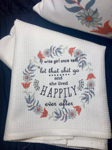 Let That Go Dish Towel - 24x16 Quick Drying Microfiber- Subtle Waffle Weave