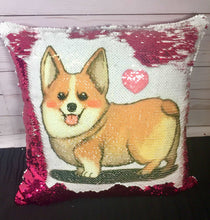 Corgi Custom Sequin Pillow INCLUDES CUSHION INSERT - Personalized Dog Corgy Mermaid Pillow
