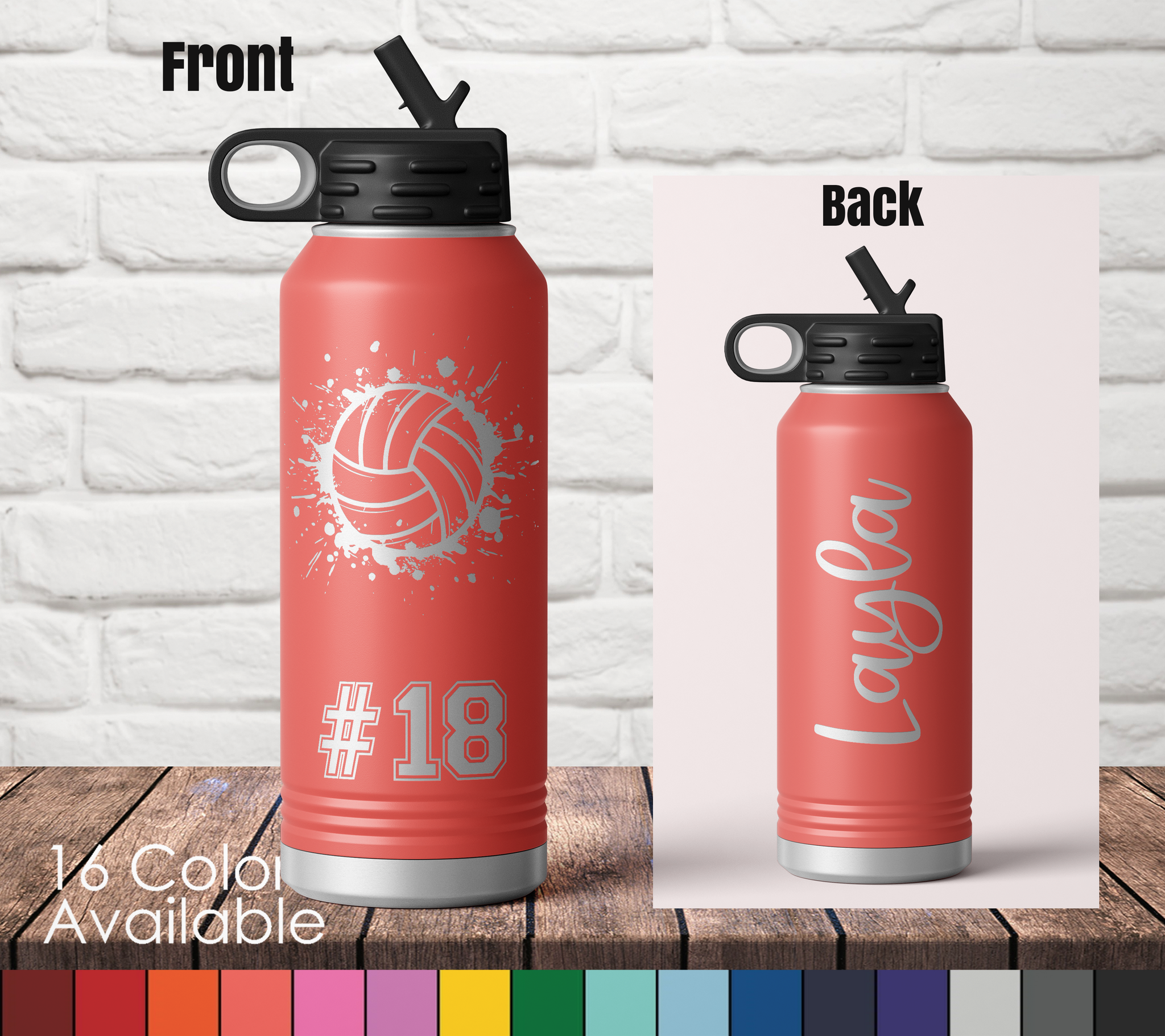 Volleyball Team Custom 32 oz Polar Water Bottle