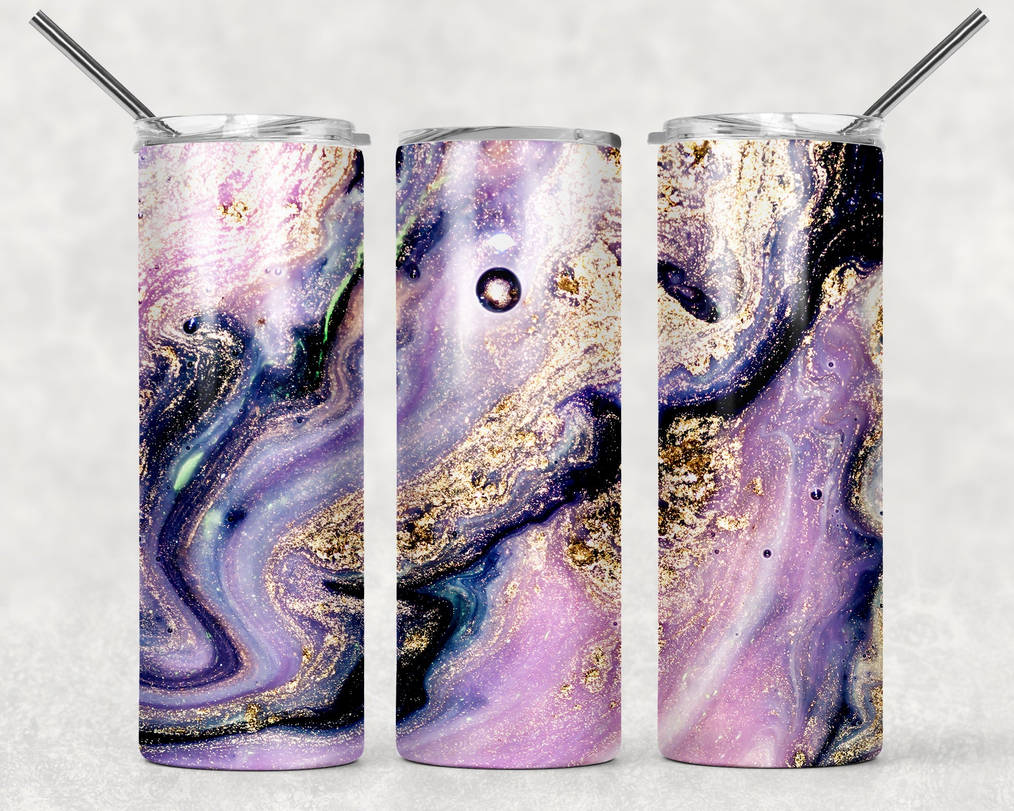 Purple Tumbler with Straw