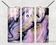 Purple Galaxy Glitter 20oz Skinny Tumbler - Double Wall Stainless Steel with Metal Straw - Personalized w/ Name - 4 - NOT Epoxy