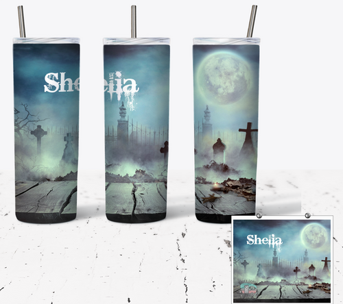 Spooky Graveyard Halloween 20oz Skinny Tumbler - NOT Epoxy Resin