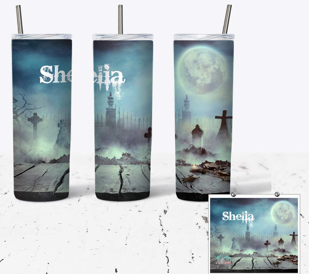 Spooky Graveyard Halloween 20oz Skinny Tumbler - NOT Epoxy Resin