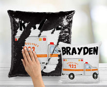 Ambulance Sequin Pillow - INCLUDES INSERT CUSHION - Emergency Vehicle Mermaid Pillow