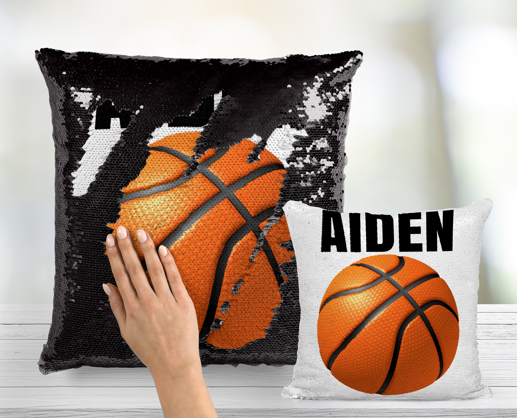 Basketball Sequin Pillow Personalized