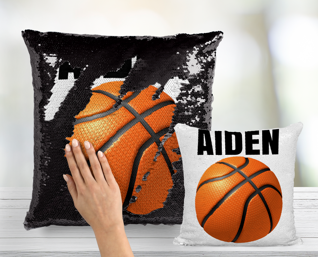 Basketball Sequin Pillow - Personalized 