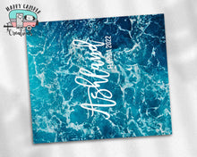 Blue Beach Waves Skinny Tumbler - Double Wall Stainless Steel Custom and Personalized Not Epoxy, Glitter