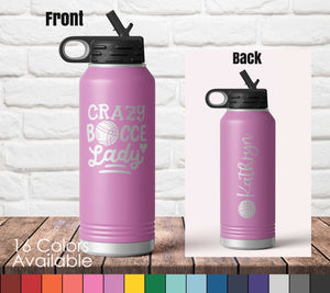 32oz Crazy Bocce Lady | Bocce Ball Player - Custom Laser Engraved Polar Camel Double Wall Water Bottle