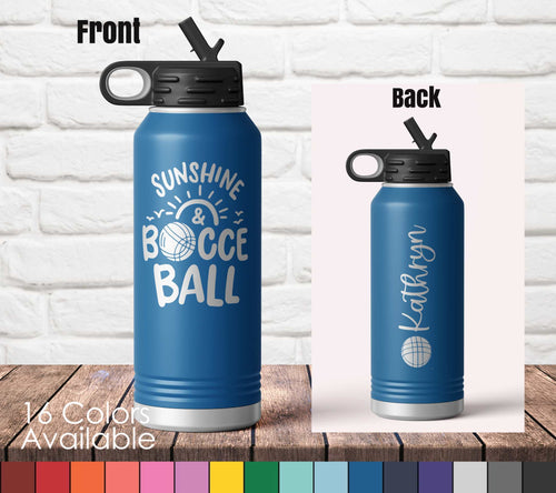 32oz Sunshine and Bocce Ball - Custom Laser Engraved Polar Camel Double Wall Water Bottle
