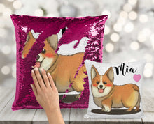 Corgi Custom Sequin Pillow INCLUDES CUSHION INSERT - Personalized Dog Corgy Mermaid Pillow