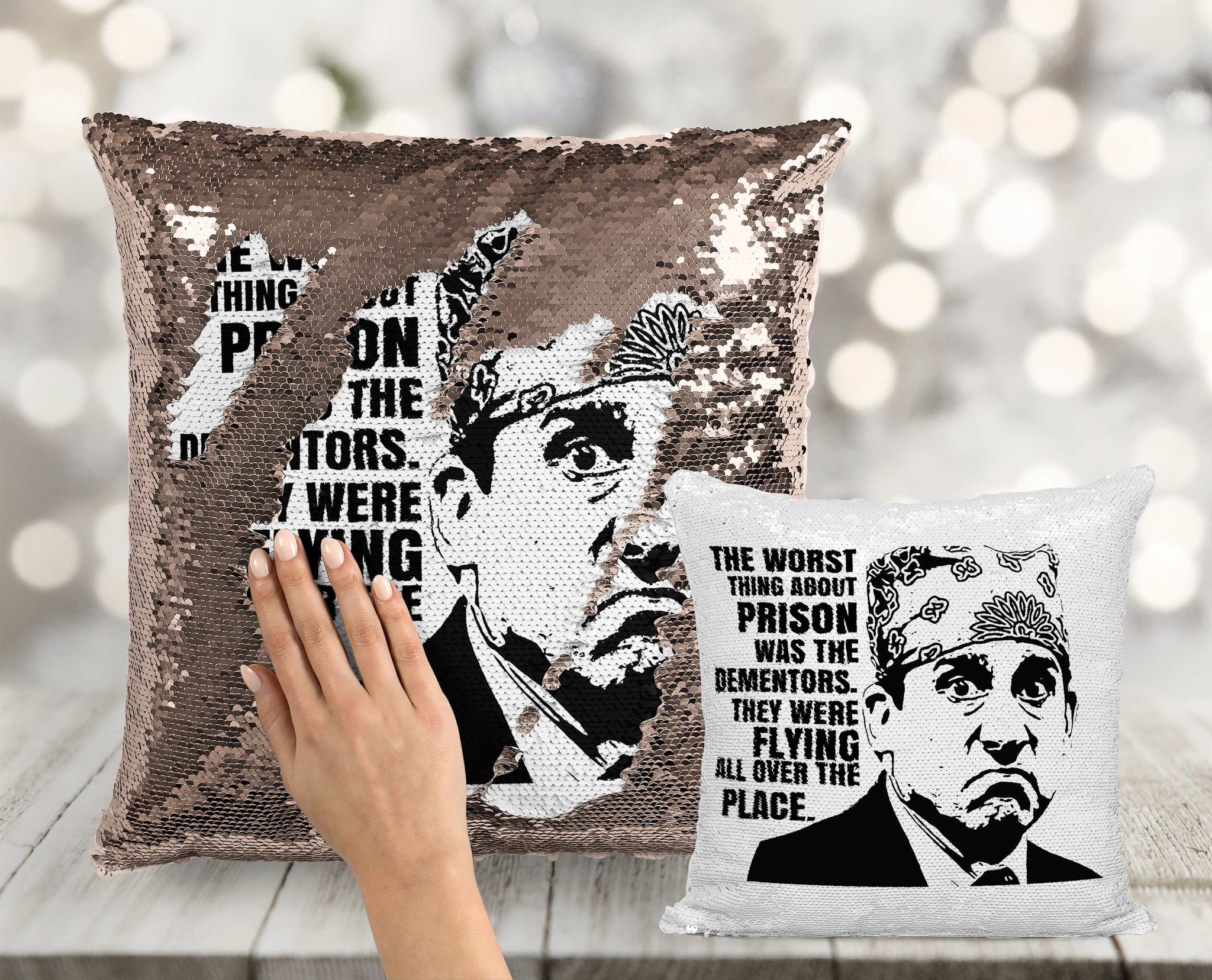 Dementors Prison Mike The Office Themed Sequin Pillow INCLUDES