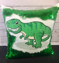 T-Rex Dinosaur Custom Sequin Pillow INCLUDES INSERT CUSHION - Personalized Dino Mermaid Pillow