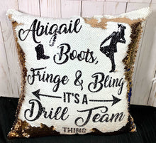 Drill Team- Boots, Fringe & Bling Custom Sequin Pillow - INCLUDES INSERT CUSHION - Personalized Dance Mermaid Pillow