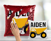 Dump Truck Sequin Pillow - Personalized Mermaid Pillow
