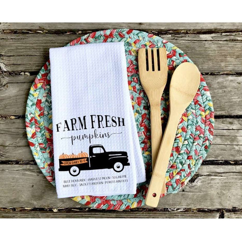 Farm Fresh Pumpkins Truck Dish Towel