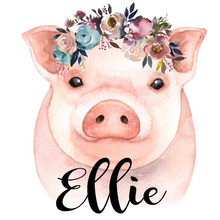Watercolor Pig with Floral Crown Custom Sequin Pillow - INCLUDES CUSHION INSERT - Personalized Piglet Mermaid Pillow