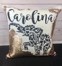 Floral Print Elephant Custom Sequin Pillow INCLUDES INSERT CUSHION - Personalized Mermaid Pillow