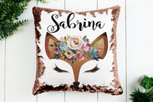 Fox Face Custom Sequin Pillow INCLUDES INSERT CUSHION - Personalized Mermaid Pillow