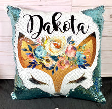 Fox Face Custom Sequin Pillow INCLUDES INSERT CUSHION - Personalized Mermaid Pillow