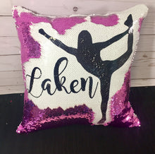 Gymnast Custom Sequin Pillow - INCLUDES INSERT CUSHION - Personalized Gymnastics Mermaid Pillow