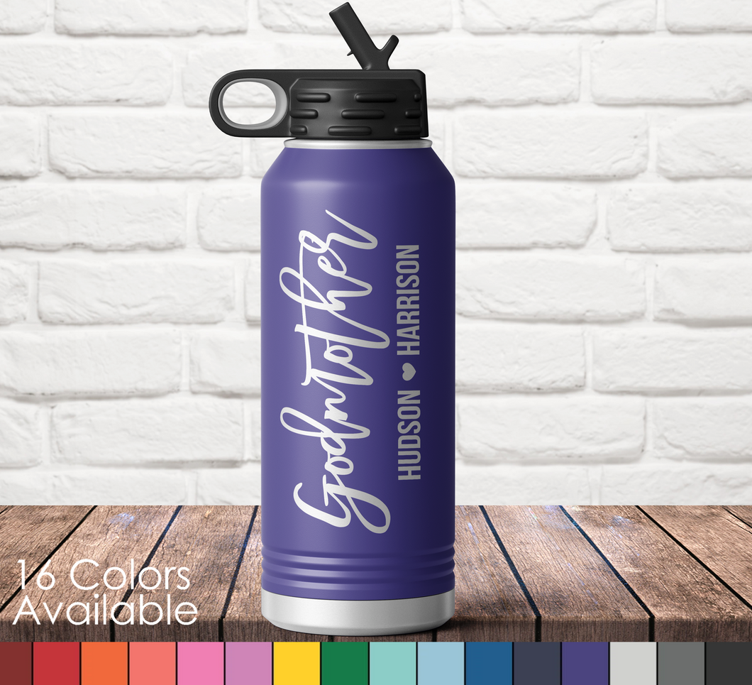 Godmother Sports Bottle - Custom Laser Engraved Polar Camel Double Wall Non Spill Water Bottle