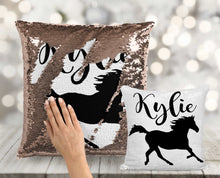 Custom Mustang Horse Sequin Pillow INCLUDES INSERT CUSHION - Personalized Mermaid Pillow