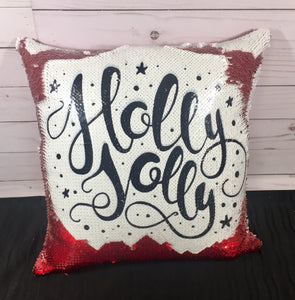 Holly Jolly Christmas Mermaid Pillow