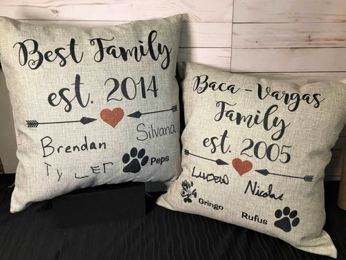 Family Signature Burlap Pillows