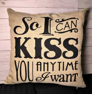 Marry Me Anyhow Burlap or White Canvas Pillow Sweet Home Alabama Inspired