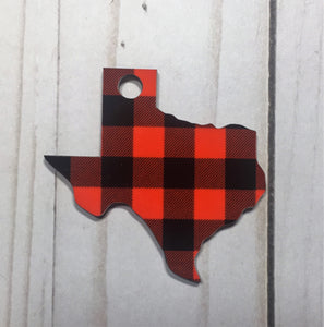 Texas Shaped Double Sided Keychains with Tassel