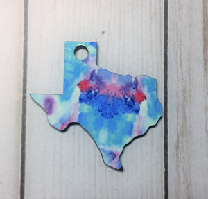 Texas Shaped Double Sided Keychains with Tassel