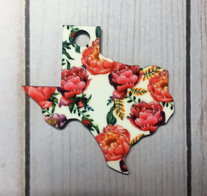 Texas Shaped Double Sided Keychains with Tassel