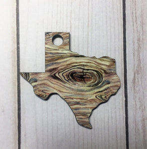 Texas Shaped Double Sided Keychains with Tassel