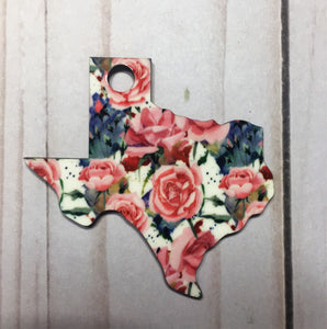 Texas Shaped Double Sided Keychains with Tassel