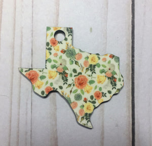 Texas Shaped Double Sided Keychains with Tassel