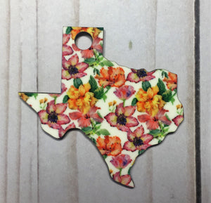 Texas Shaped Double Sided Keychains with Tassel