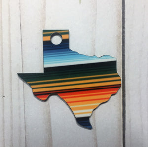 Texas Shaped Double Sided Keychains with Tassel