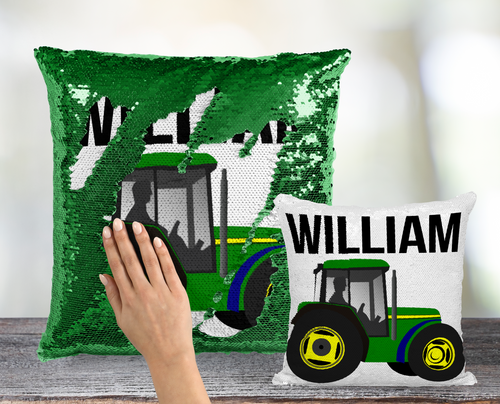 Tractor- John Deere Inspired Sequin Pillow