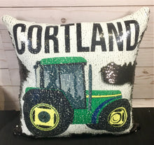 Tractor- John Deere Inspired Sequin Pillow