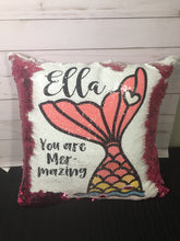 You Are Mer-Mazing Custom Sequin Pillow INCLUDES CUSHION INSERT Mermazing Pink Tail Mermaid Pillow