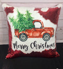 Merry Christmas Vintage Truck Mermaid Pillow