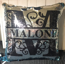 Ornamental Letter Custom Sequin Pillow INCLUDES INSERT CUSHION - Personalized Mermaid Pillow