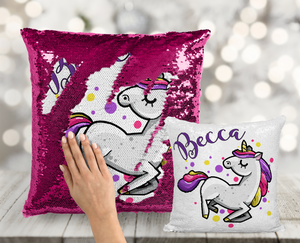 Personalised sequin unicorn pillow clearance