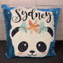 Panda Face with Floral Crown Custom Mermaid Pillow