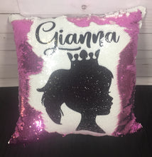 Princess Silhouette Sequin Pillow - INCLUDES CUSHION INSERT- Personalized Girls Mermaid Pillow