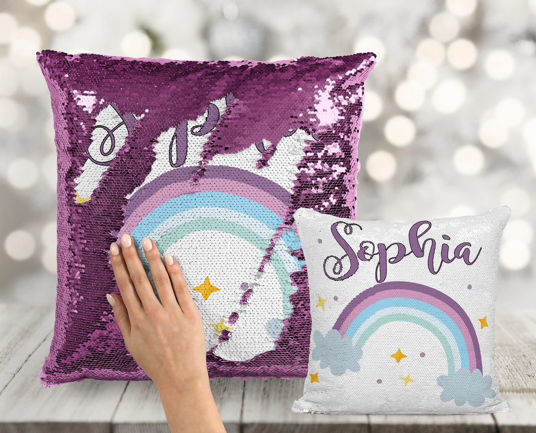 Lavender Rainbow Mermaid Pillow