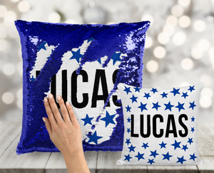 Name with Scattered Stars Custom Counting Sequin Pillow - INCLUDES CUSHION INSERT - Personalized Mermaid Pillow