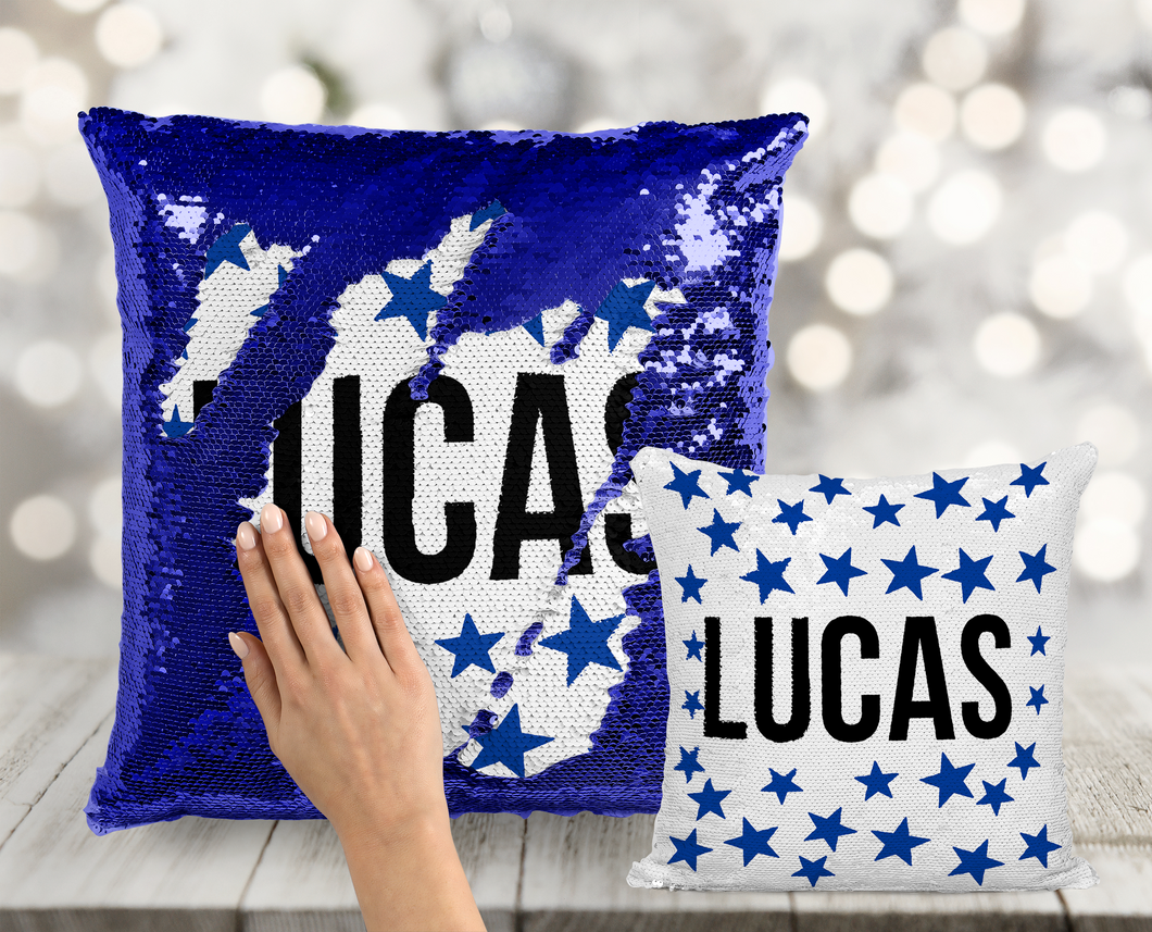 Name clearance sequin pillow
