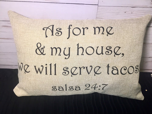 Salsa 24:7 12x18 or 12x20 Burlap or White Canvas Pillow