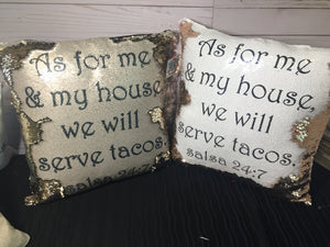Salsa 24:7 Sequin Pillow - INCLUDES INSERT CUSHION - Personalized Taco Mermaid Pillow